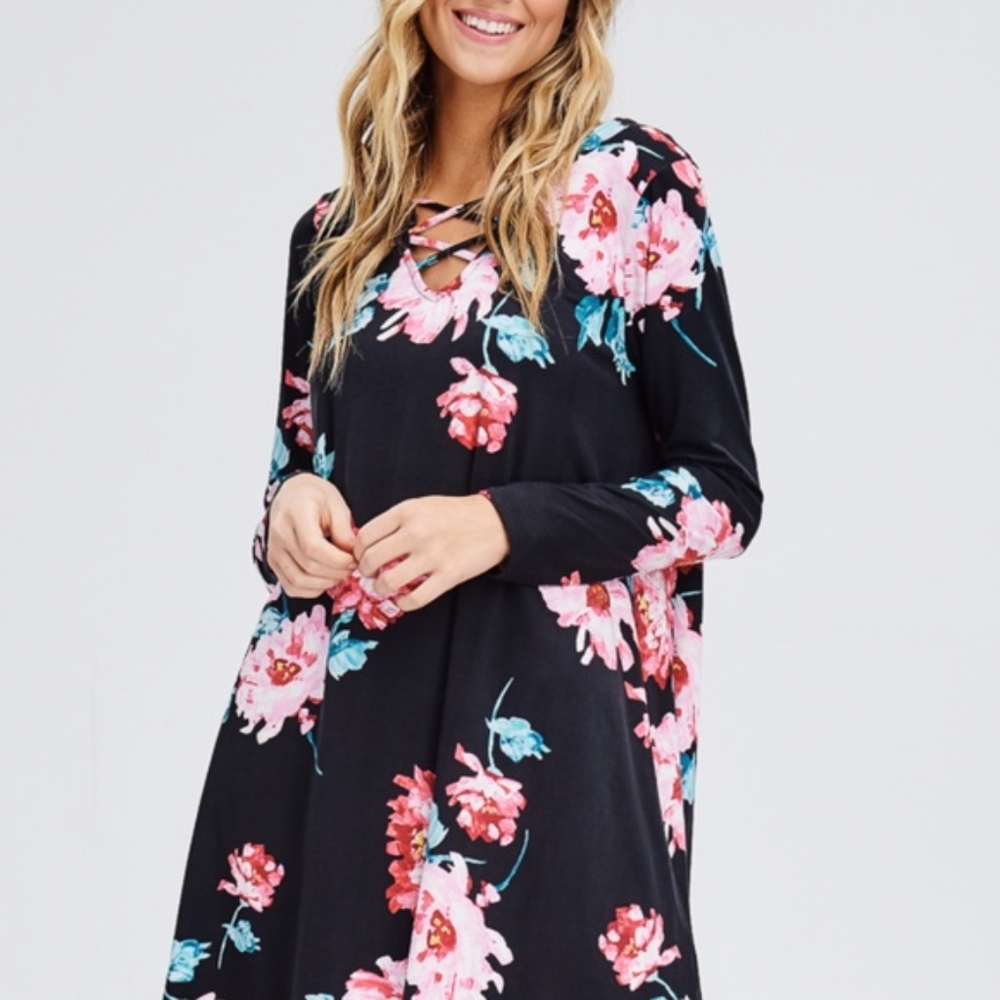 !! SALE !! Floral Cross Front Dress Sizes M - Picture 4 of 5